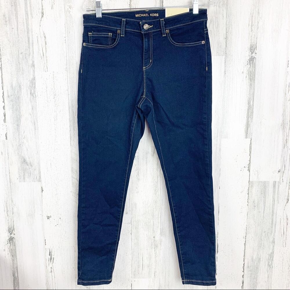 MICHAEL KORS High Rise Skinny Jeans, Dark Wash Women's Size 6 NWT - Picture 2 of 9